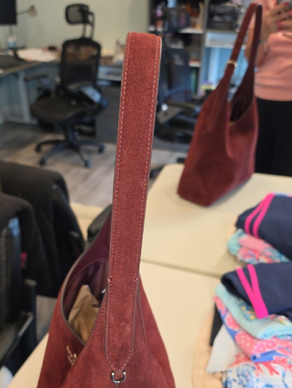 kate spade Large 454 Burgundy Suede Shoulder Bag - Picture 5 of 16